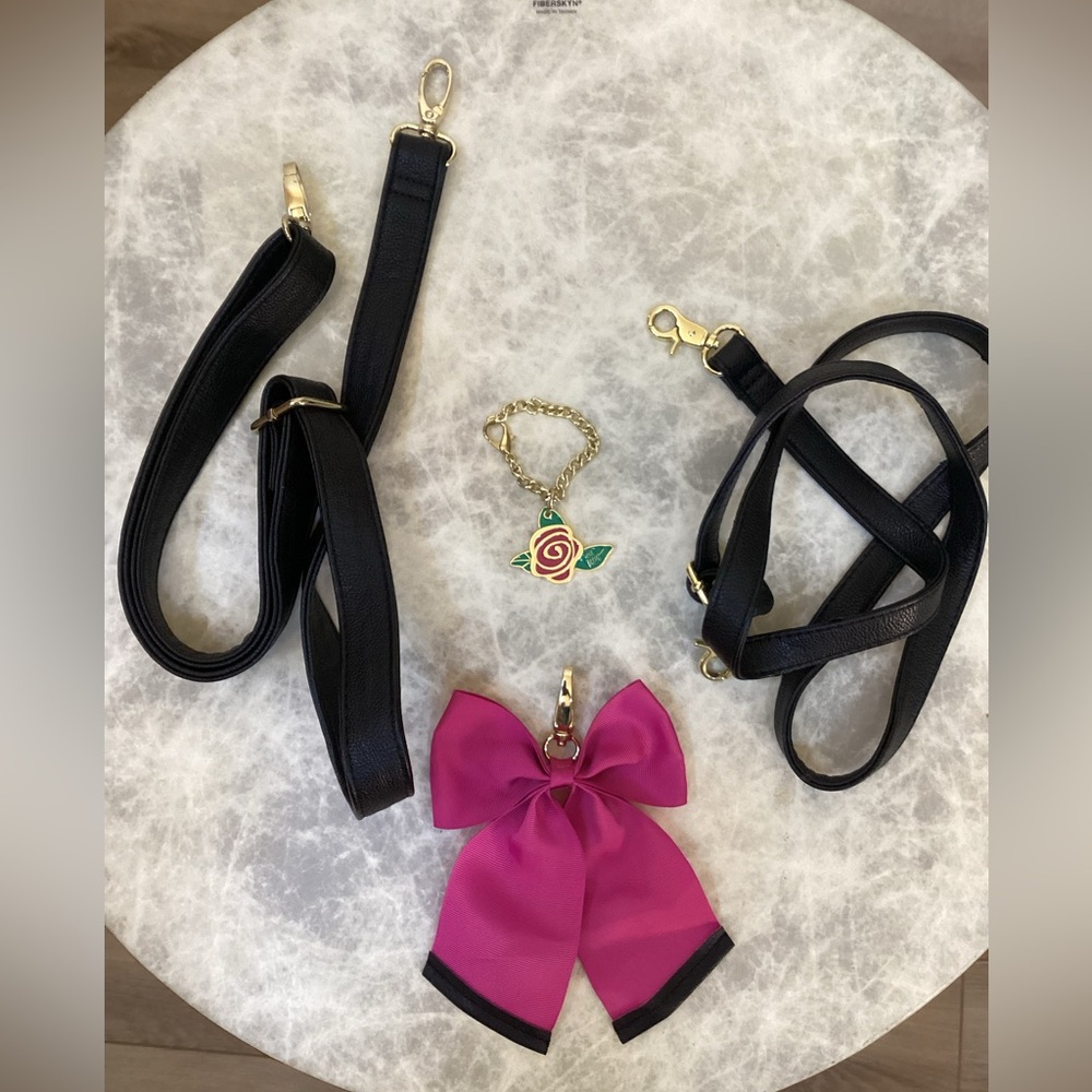 Betsey Johnson Elegant Black and Pink Women's Accessory Set for bags